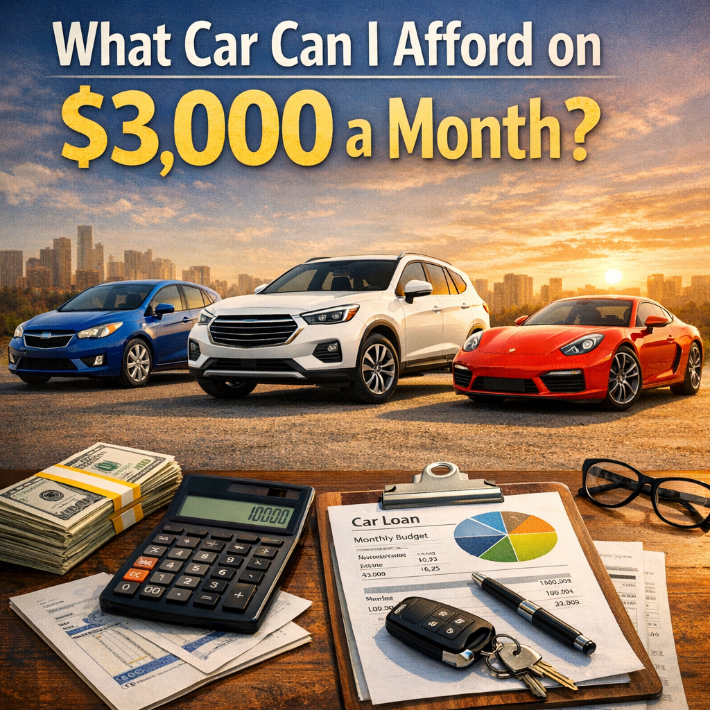 Car affordability chart with budget planning for a $3,000 monthly car payment.