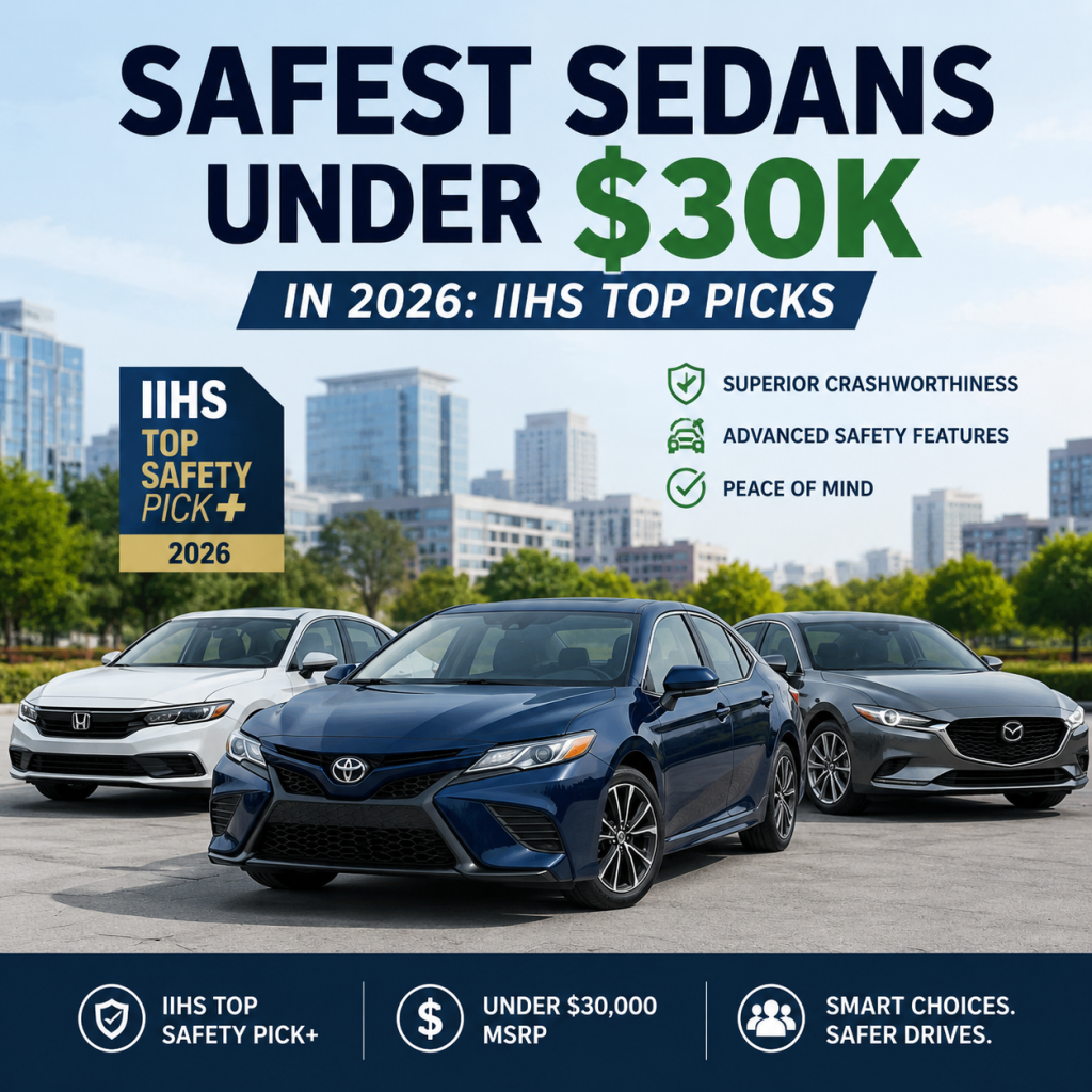 Three safe 2026 sedans under $30K with IIHS top safety ratings and advanced safety features