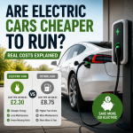 Chart comparing electric car running costs with petrol cars, showing electric vehicles are cheaper to run.