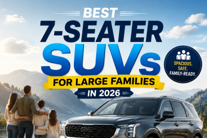 Illustration of a spacious 7-seater SUV for large families with safety and family-ready features