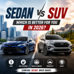 Sedan vs SUV comparison chart for 2026: price, fuel efficiency, space, versatility, and safety.