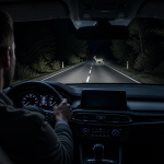 Car thermal night vision display detecting pedestrians on a dark road in 2026