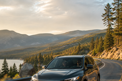 Comfortable car cruising on an open highway during a long road trip